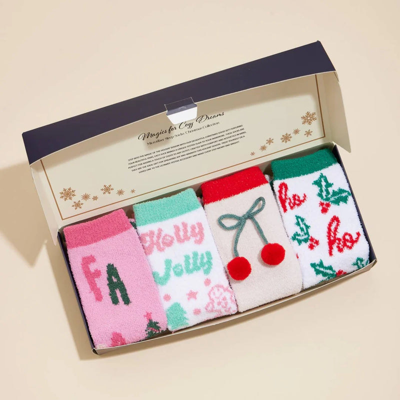 Lilla Haven Christmas Fuzzy Socks Assorted Pack of 4 Falala