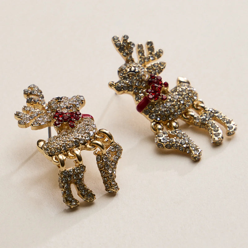 Lilla Haven Crystal Reindeer Christmas Earrings