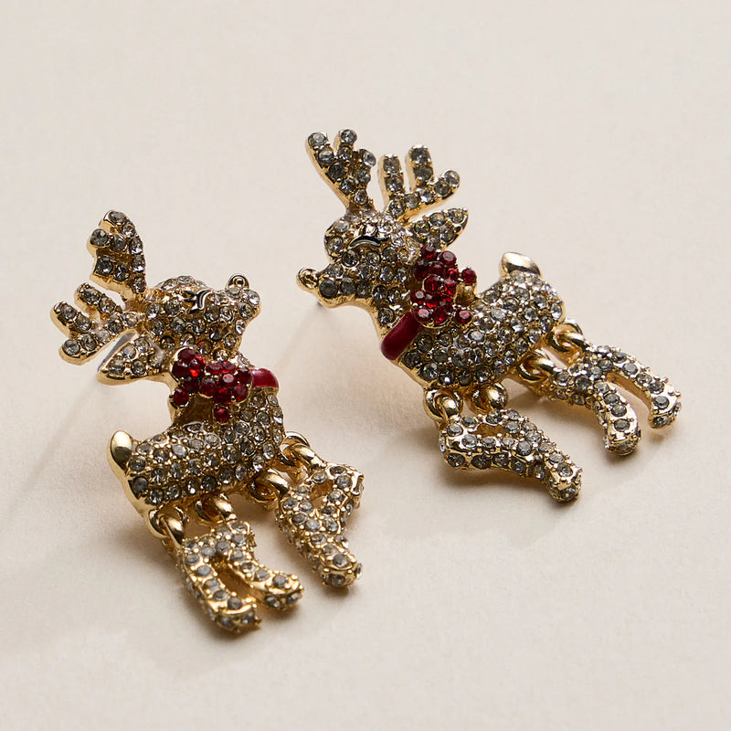 Lilla Haven Crystal Reindeer Christmas Earrings