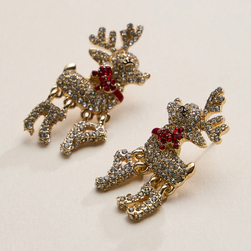 Lilla Haven Crystal Reindeer Christmas Earrings