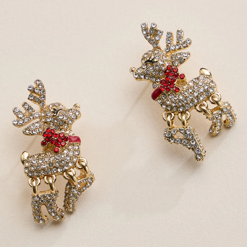 Lilla Haven Crystal Reindeer Christmas Earrings
