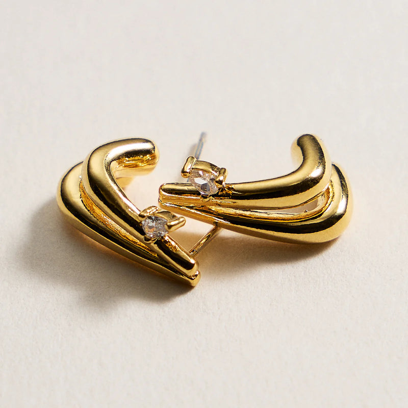 Lilla Haven Gold-Dipped Layered Earrings with CZ