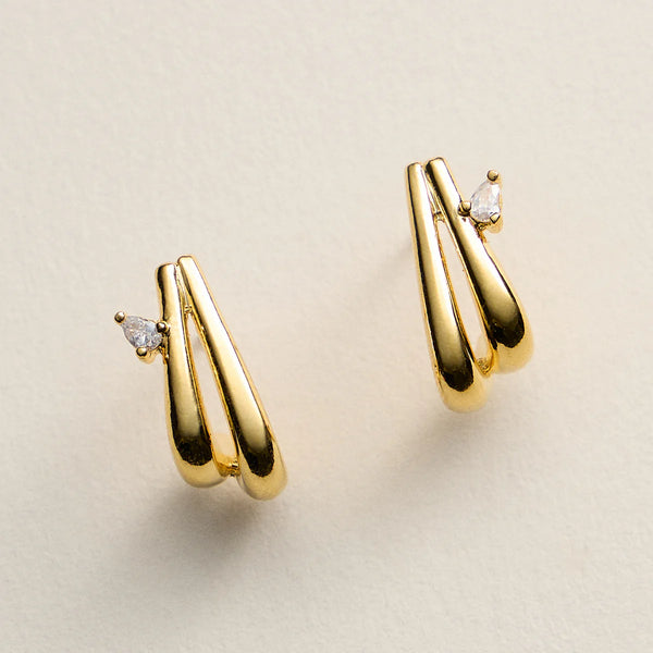 Lilla Haven Gold-Dipped Layered Earrings with CZ