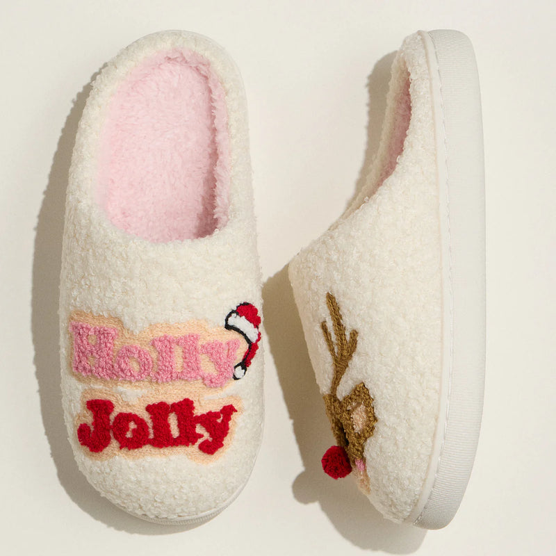Lilla Haven Holly Jolly Reindeer Holiday Slippers