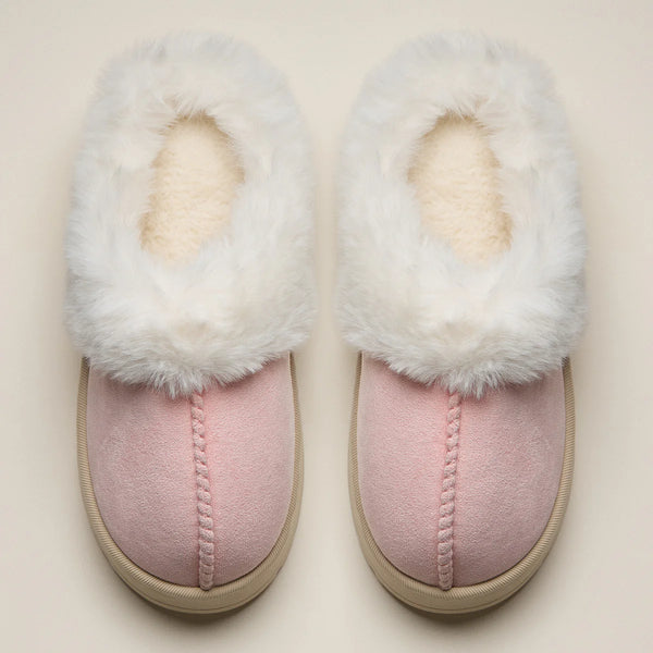 Lilla Haven Platform Sherpa Slippers with Suede Finish Pink