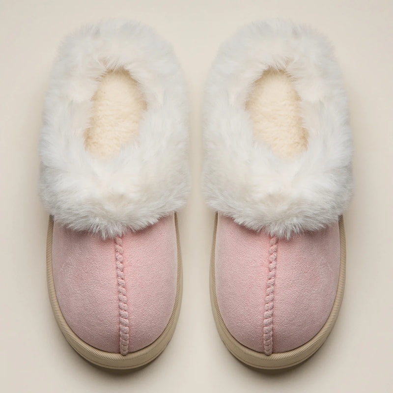 Lilla Haven Platform Sherpa Slippers with Suede Finish Pink