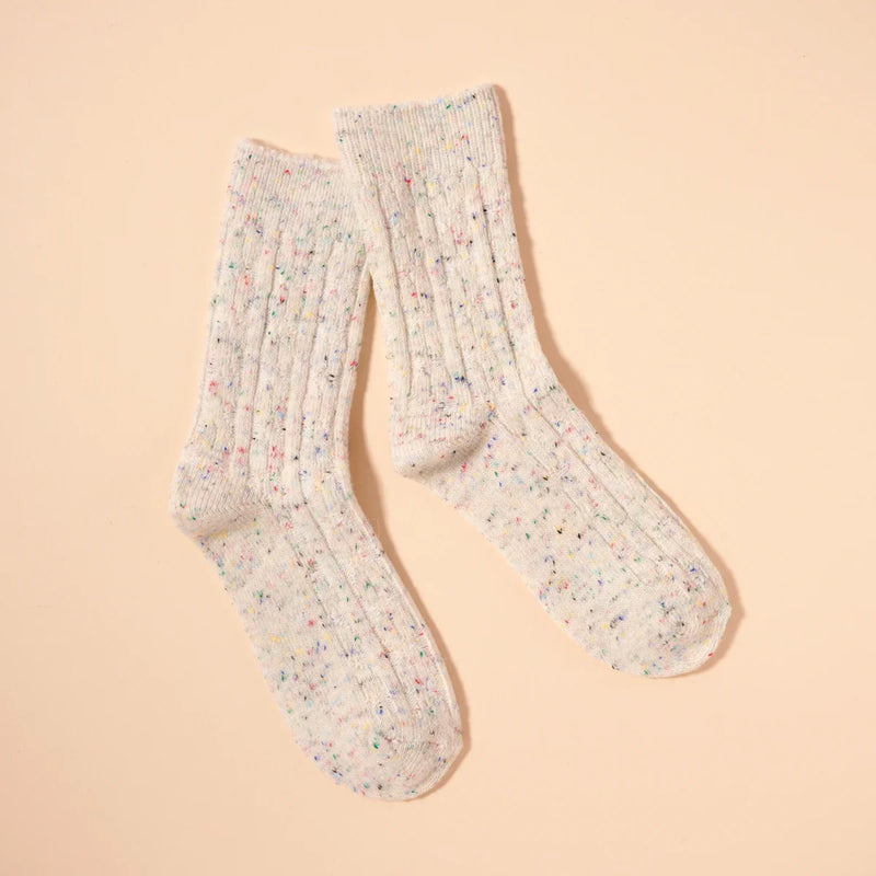 Lilla Haven Sprinkled basic Mid Calf Socks Ivory