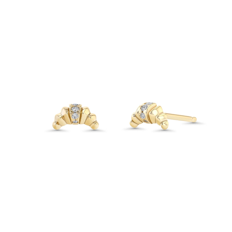 Lizzie Mandler Croissant Stud with pave row - single