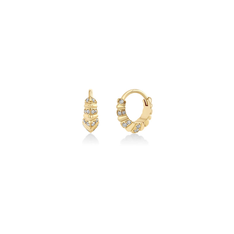 Lizzie Mandler Fluted Crescent Huggie Pave Stripe 6.5 (SINGLE)