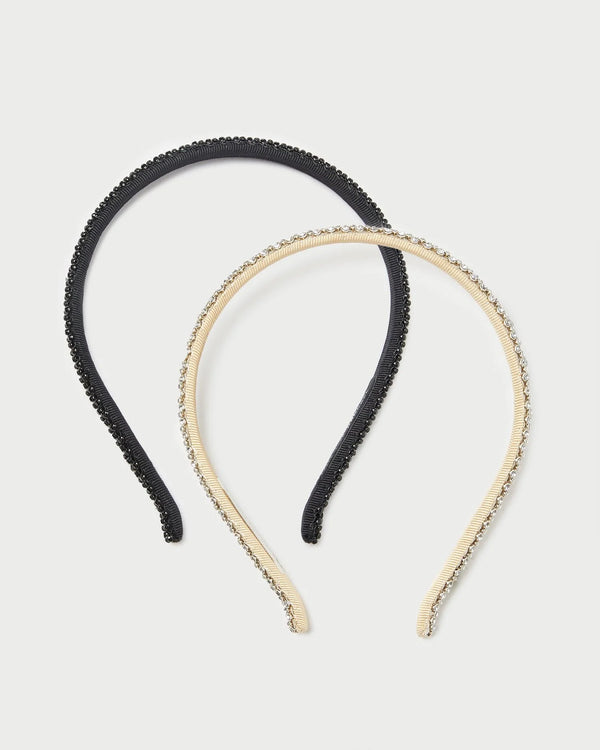 Loeffler Randall Anya Diamante Skinny Headband Set Gold/Black