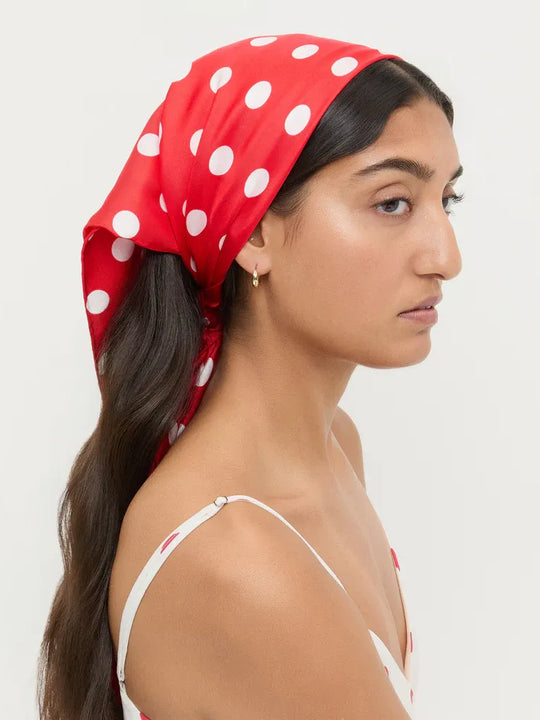 Loeffler Randall Beverly Silk Scarf Red/White Polka Dot