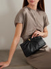 Loeffler Randall Corrine Black Leather Gathered Clutch