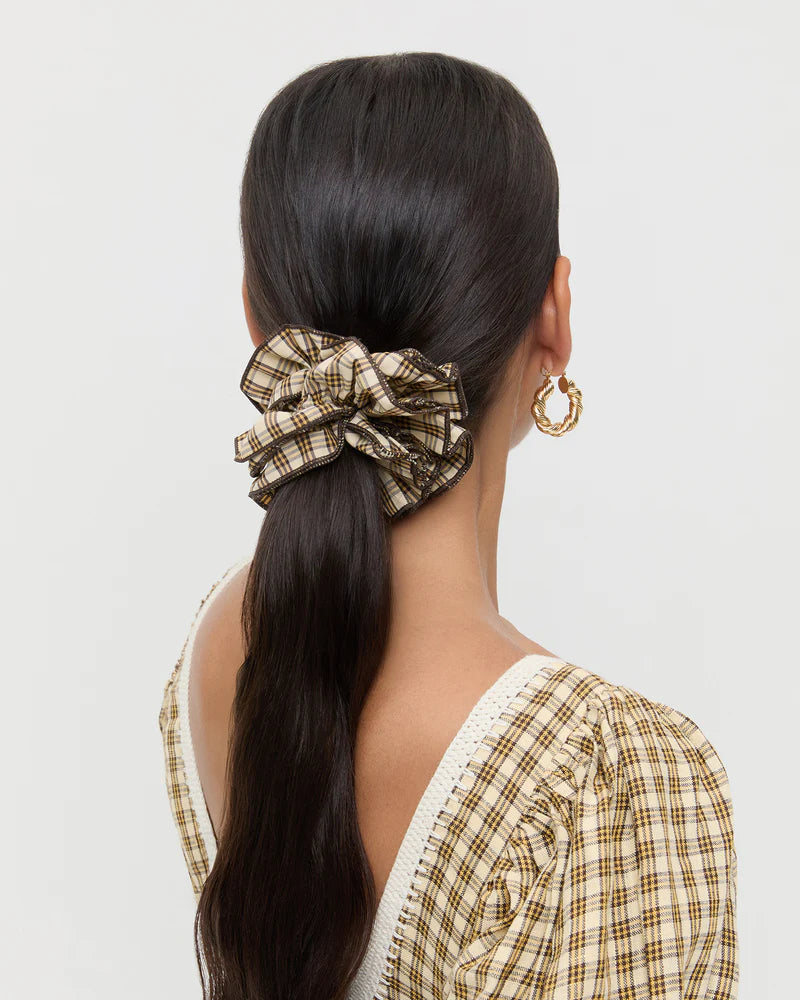 Loeffler Randall Felice Layered Scrunchie Tiny Butter Plaid