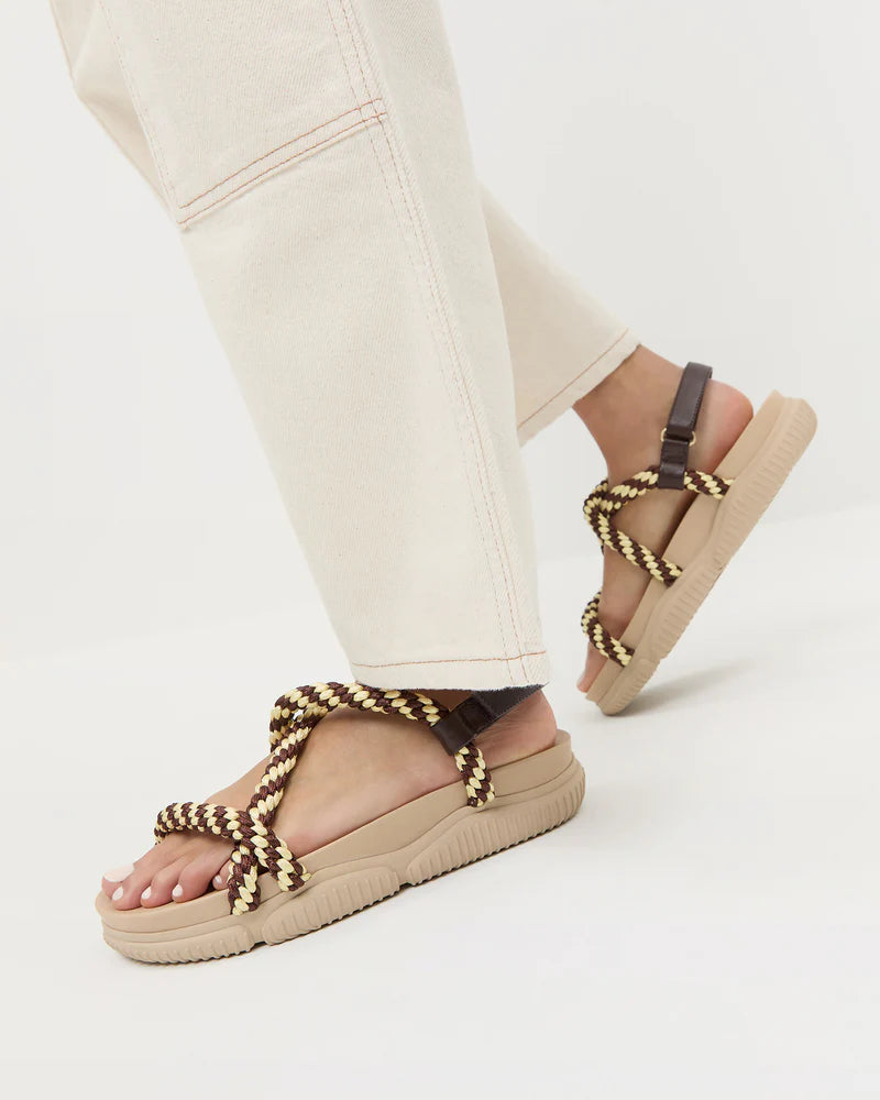 Loeffler Randall Ozzy Cream/Brown/Butter Sport Sandal