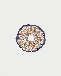 Loeffler Randall Sally Crocheted Edge Scrunchie Floral/Navy