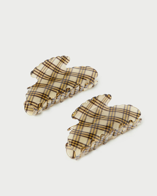 Loeffler Randall Scallop Acetate Clip Set Tiny Butter Plaid