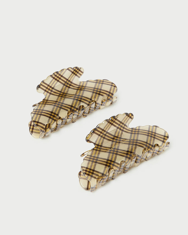 Loeffler Randall Scallop Acetate Clip Set Tiny Butter Plaid