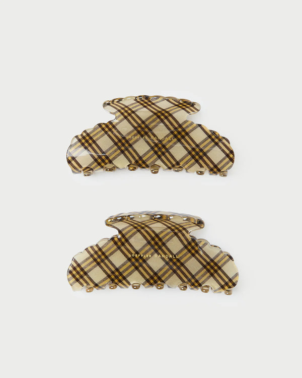 Loeffler Randall Scallop Acetate Clip Set Tiny Butter Plaid