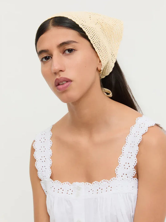 Loeffler Randall Viv Crochet Head Scarf Butter