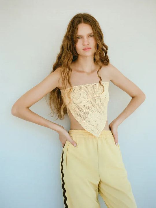 Loeffler Randall Viv Crochet Head Scarf Butter