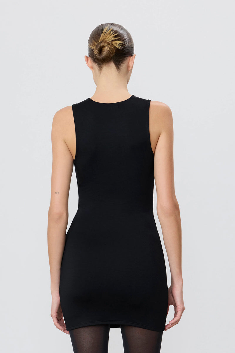 Eterne Sleeveless Crewneck Mini Dress Black