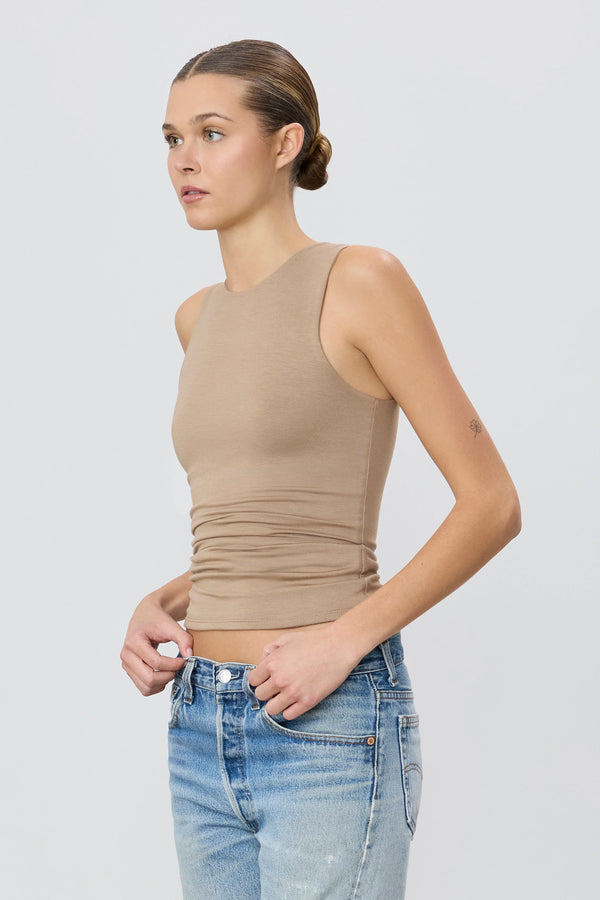 Eterne Sleeveless Crewneck Top Taupe