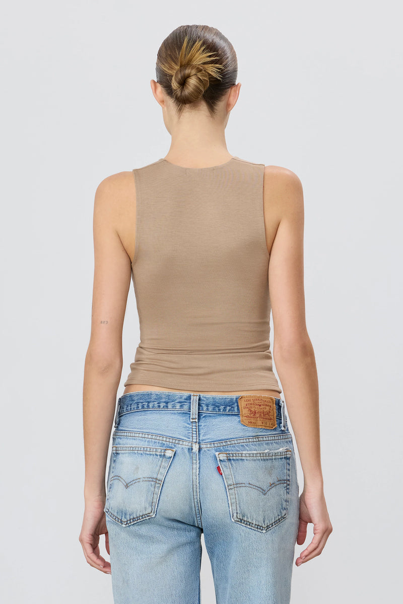Eterne Sleeveless Crewneck Top Taupe