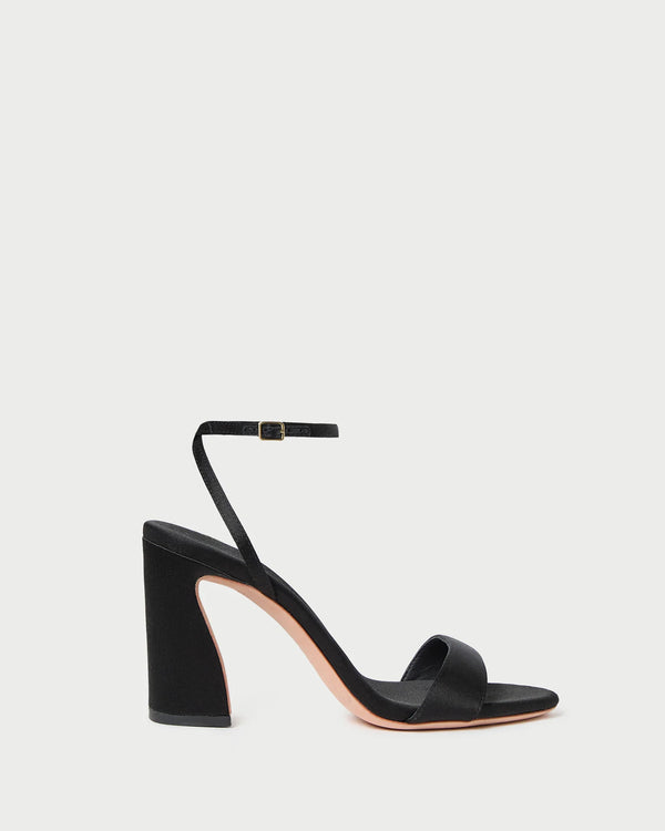 Loeffler Randall Malia Black Satin Heeled Sandal