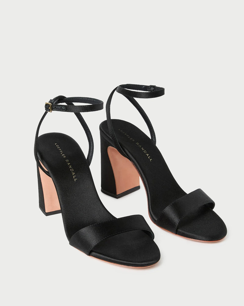 Loeffler Randall Malia Black Satin Heeled Sandal