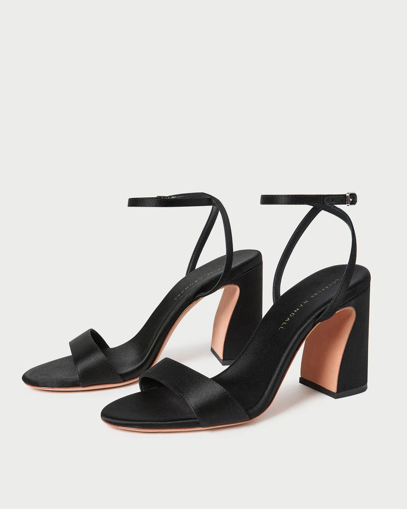 Loeffler Randall Malia Black Satin Heeled Sandal