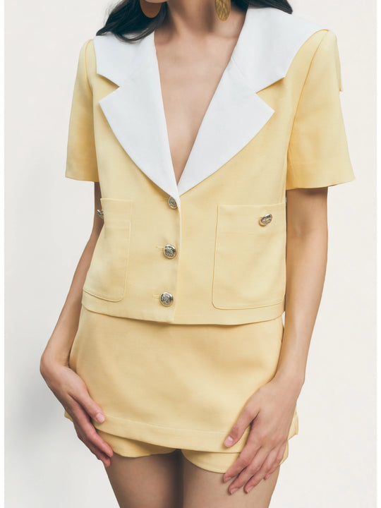 Maude Club Short Sleeve Sailor Jacket - Butter Yellow