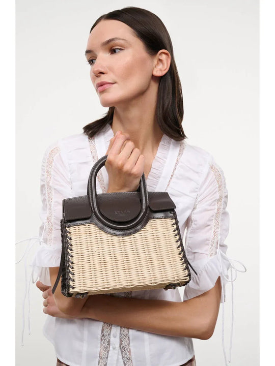 Staud Maude Mini Wicker Carryall - Natural/Espresso