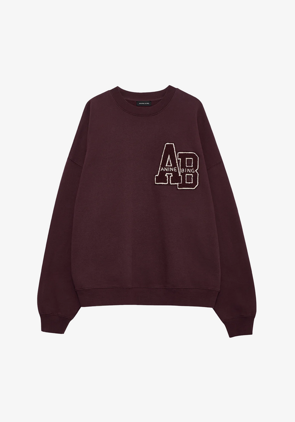 Anine Bing Miles Oversized Sweatshirt Letterman - Dark Burgundy