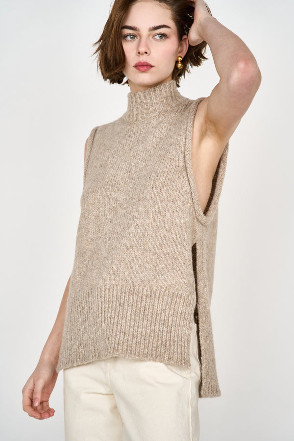 Mirth Aspen Open Side Vest in Camel