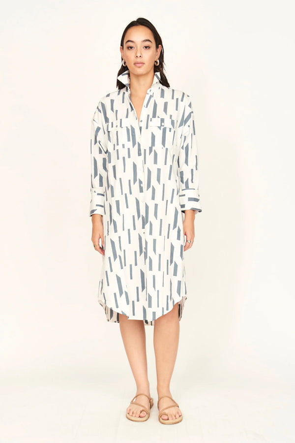Mirth  Kyoto House Dress in White Rainfall