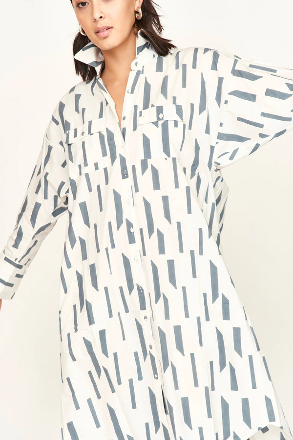 Mirth  Kyoto House Dress in White Rainfall