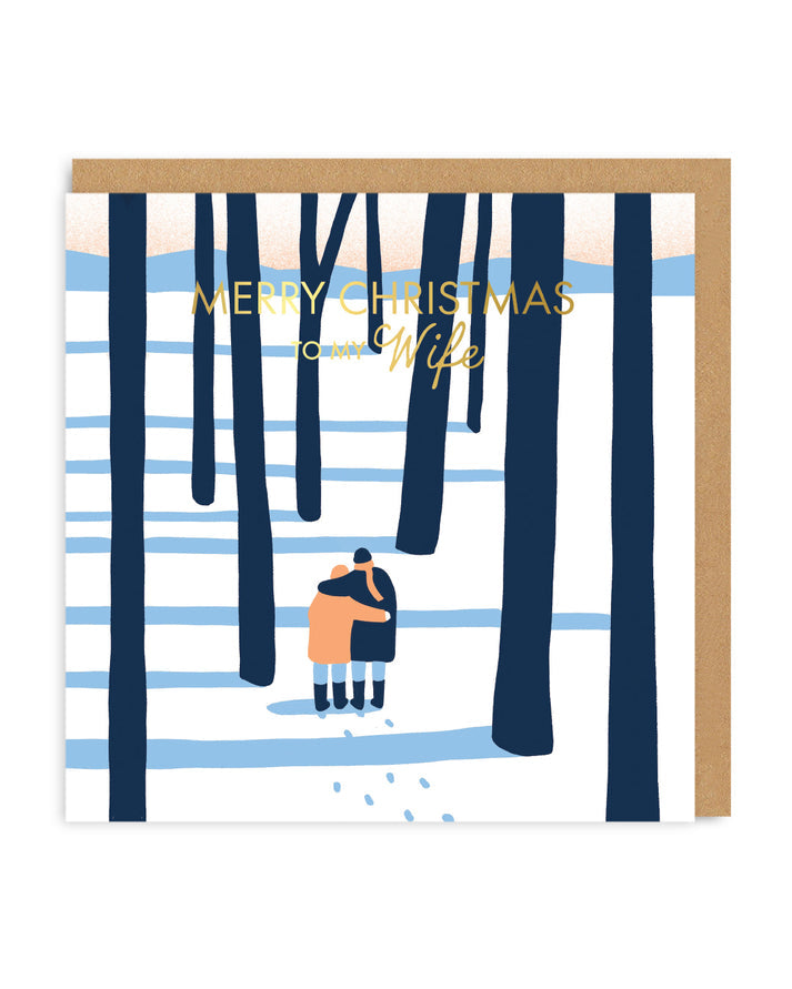 Ohh Deer Wife Couple in Woods Christmas Square