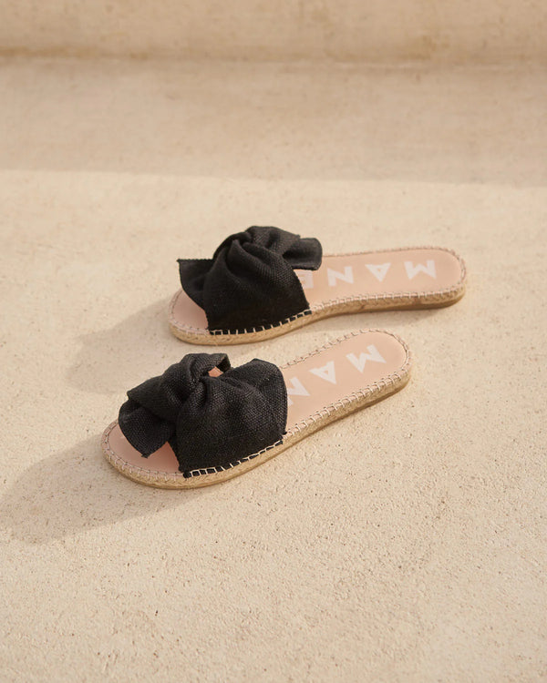 Manebi sandals with knot black organic hemp; la havana