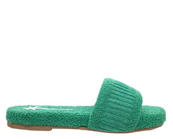Manebi terry cotton sandals palm green + white palm terry cotton with embroidery; sydney