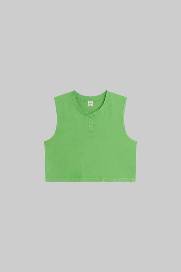 Leset Margo Sleeveless Henley Grass