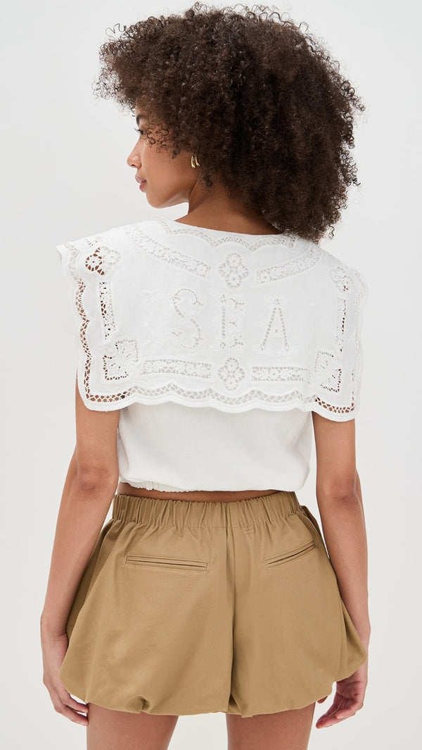 Sea NY Marie Embroidery Vest White
