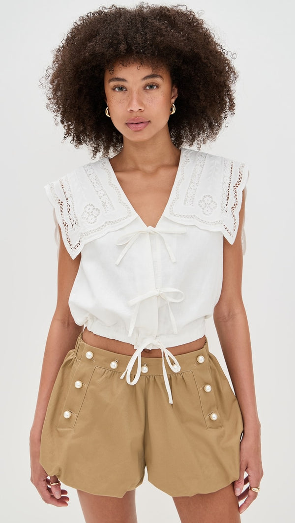 Sea NY Marie Embroidery Vest White