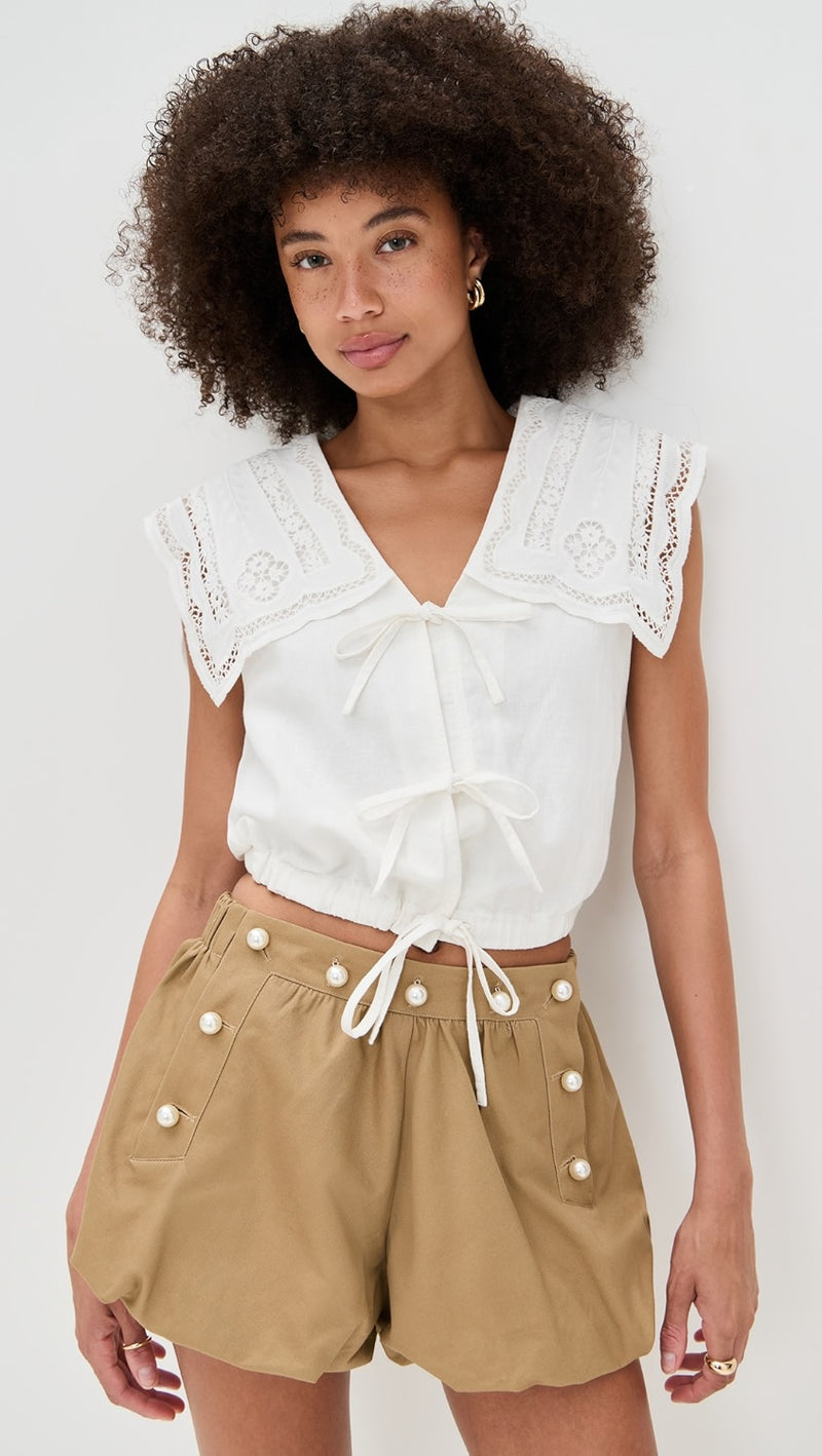 Sea NY Marie Embroidery Vest White