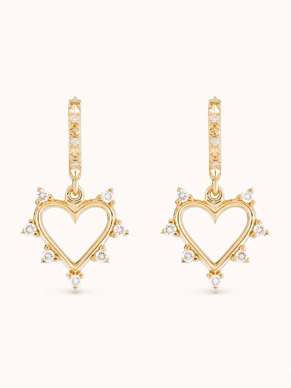 Marlo Laz Open Heart Earrings White Diamond