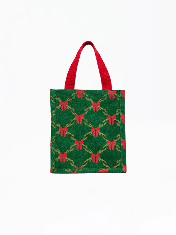 Mary Square Compact Carry Tote Holiday Trellis