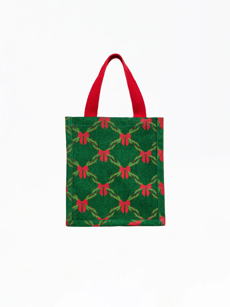 Mary Square Compact Carry Tote Holiday Trellis