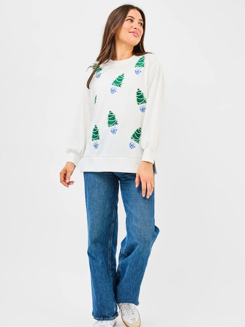 Mary Square Sweatshirt Lakelyn Blue Trees