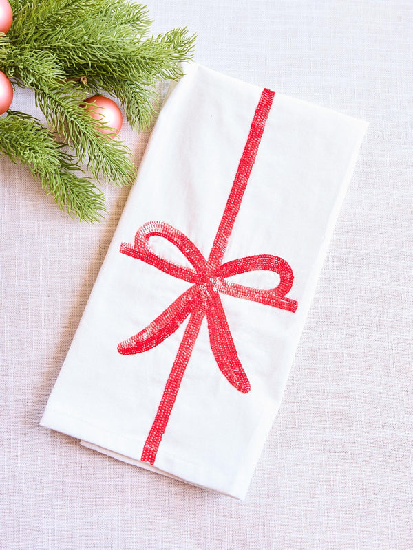 Mary Square Tea Towel Sequin Bow