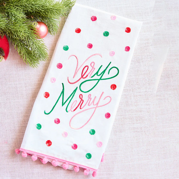 Mary Square Tea Towel Very Merry