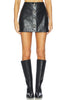 Maude Club Faux Patent Leather Button Down Mini Skirt Black